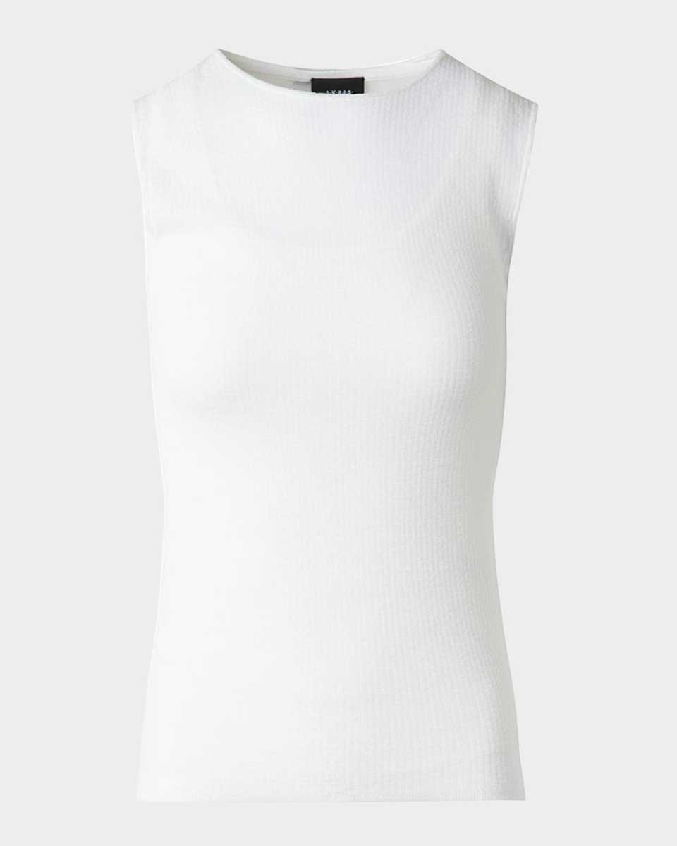 Structured Double-Layer Cotton Blend Knit Top